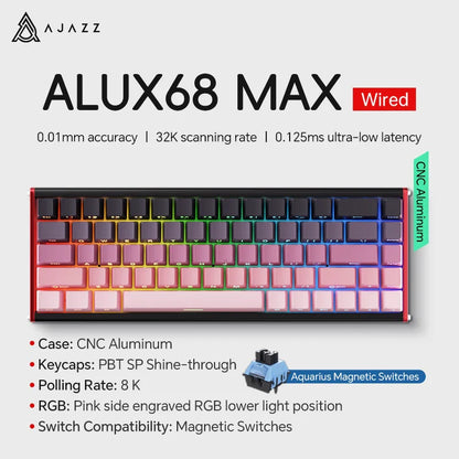 68-Key Hot-Swappable Mechanical Bluetooth & USB Compact Gaming Keyboard with RGB Backlight