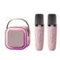 Mini Portable Karaoke Speaker with 2 Microphones, Bluetooth 5.0 KTV Singing Set, DSP RGB LED Lights, Deep Bass and Long Battery Life