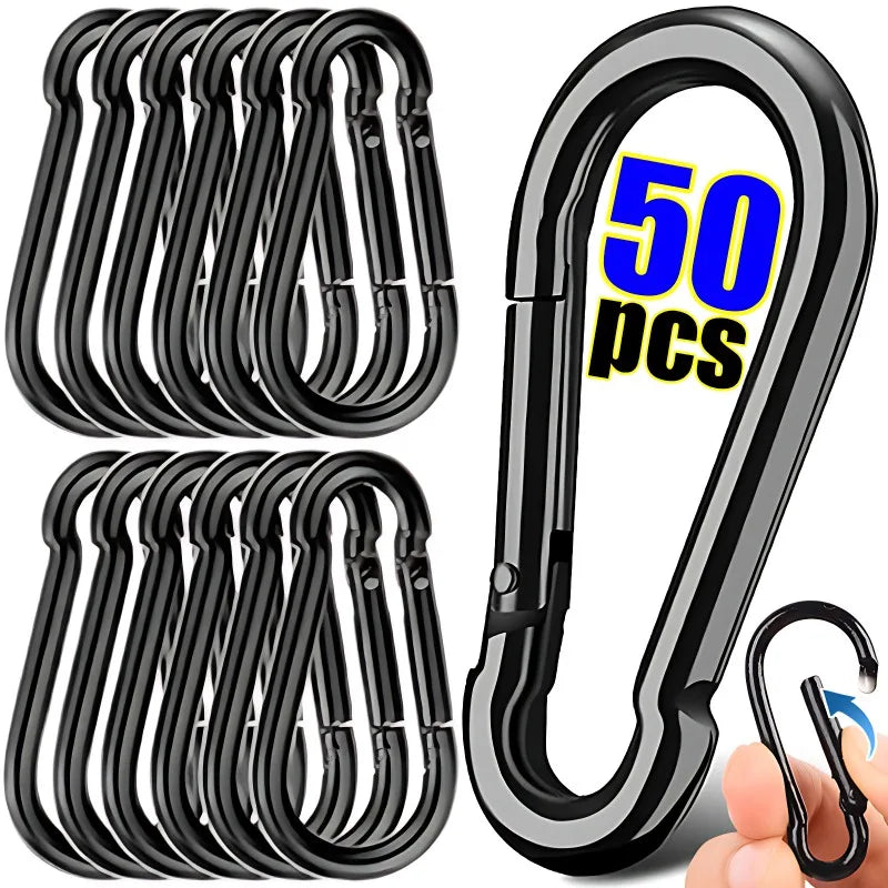 50/10pcs Mini Carabiner Keychain Alluminum Alloy D Type Buckle Spring