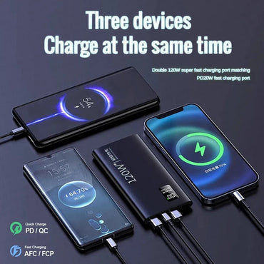 120W 50000mAh Portable Power Bank – Super Fast Charging External Battery Pack for iOS and Android Smartphones