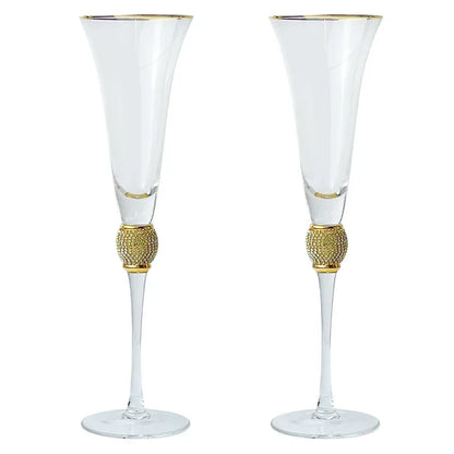 2Pcs Creative Gold Rimmed Glass Cup Red Wine Cocktail Champagne Whiskey Glass Drink Cup Bar Party Goblet Wedding Supplies Gift