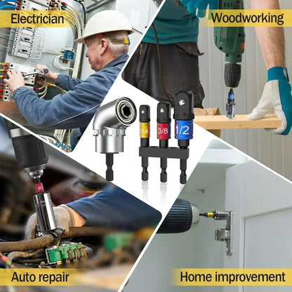 105 Degree Hex Bit Adapter Adjustable Right Angle Screwdriver Socket Holder for Drill Bits