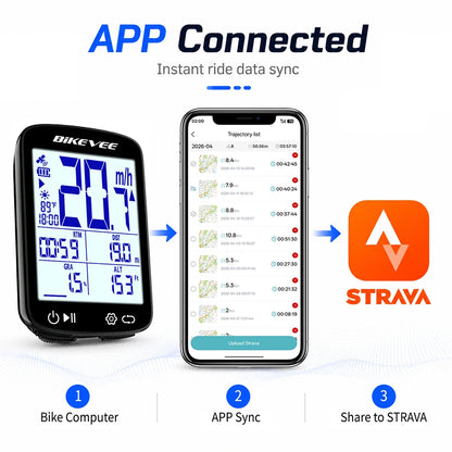 Bikevee BKV-500 GPS Bike Computer with Bluetooth 5.3 - 2.4" LCD, 28hr Battery, 5-Satellite GPS, IPX7, External Sensor Support, 50g, 2-Year Warranty