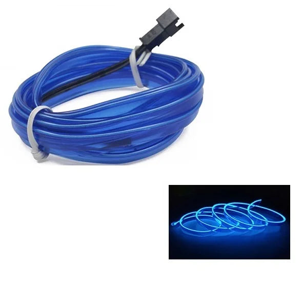 Car Interior LED EL Neon Strip - Flexible Ambient Auto Light for DIY 1/3/5/10M (3.3/9.8/16.4/32.8 ft)