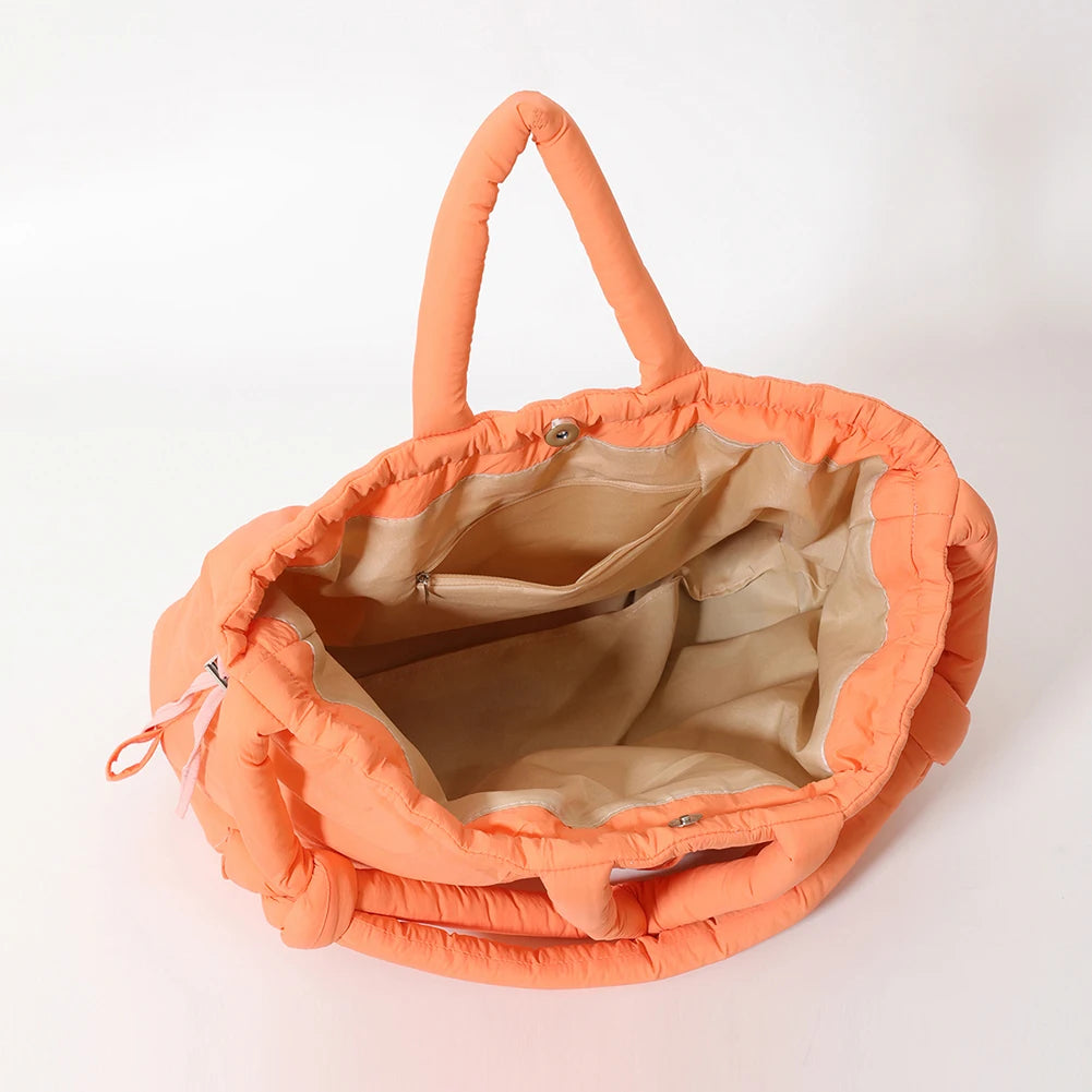 Shunmaii Puffer Tote Bag for Women - Nylon, Large Capacity, Adjustable Strap, Shoulder/Crossbody/Handheld, 47x14x28cm - 10 Colors