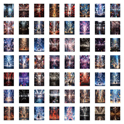 10/30/60pcs Cute Art Street Night View Cartoon Anime Stickers Decoration Laptop Scrapbook Phone Suitcase Diary Aesthetic Sticker