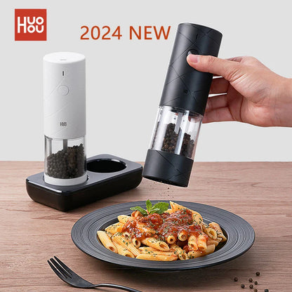 Electric Salt and Pepper Grinder Set – 2-Pack LED Spice Mills, 6 Grind Modes for Kitchen