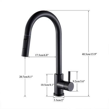 Black Pull-Out Kitchen Faucet Single-Handle Two-Function Deck-Mounted Mixer Hot and Cold