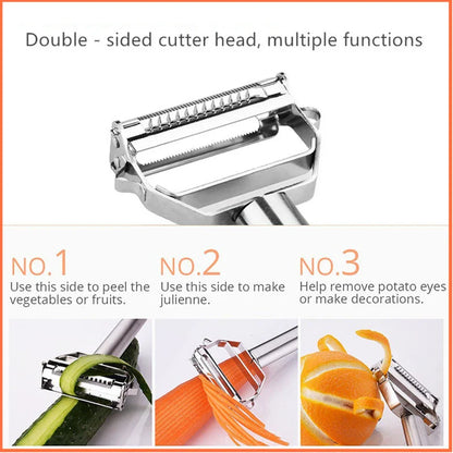 Stainless Steel Double-Head Vegetable Peeler - Multi-Function Fruit & Melon Peeler