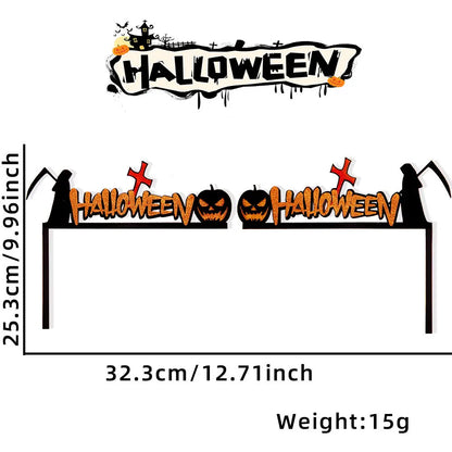 Halloween Door & Window Corner Sticker Decorations – Bats, Pumpkins & Spider Web Non-Woven Frame Decor – 10 Styles