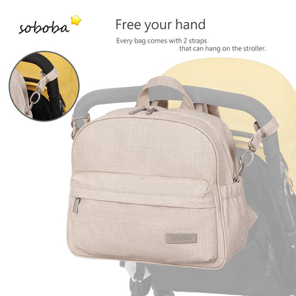Stylish Waterproof Diaper Backpack for Women — Large Capacity Multi-Functional Nappy Changing Bag with 2 Straps