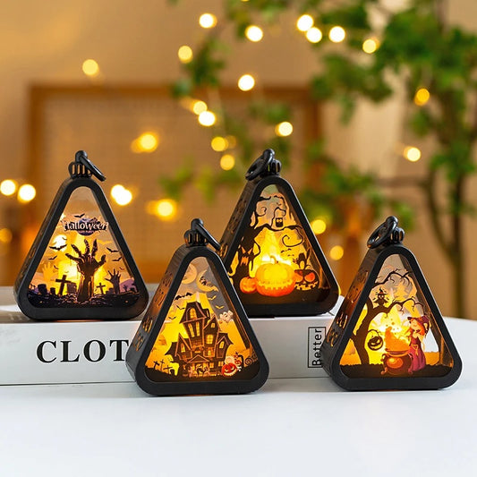 Halloween Atmosphere Decoration Light – Witch, Pumpkin, Castle & Ghost Hand Designs for Bedroom, Garden & Party Decor – 4 Styles