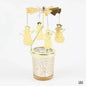 Rotating Tea Light Candle Holder Carousel Stand 6.7x3.1in (17x8cm) Metal Spinning Candlestick Gold Silver Home Party Christmas Decor Gift