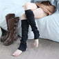 Women's Gray Knit Calf Leg Warmers - Cotton-Blend Ballet Pile Socks for Autumn