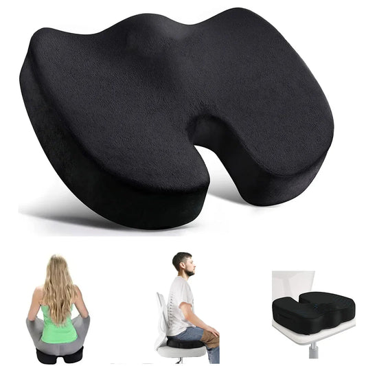 Memory Foam U-Shaped Travel Seat Cushion for Car & Office, Orthopedic Hip Support Pad