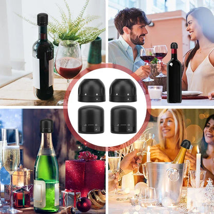 2-Pack Vacuum Wine Bottle Stoppers Silicone Champagne Sealers Reusable Wine Preserver & Bar Tool