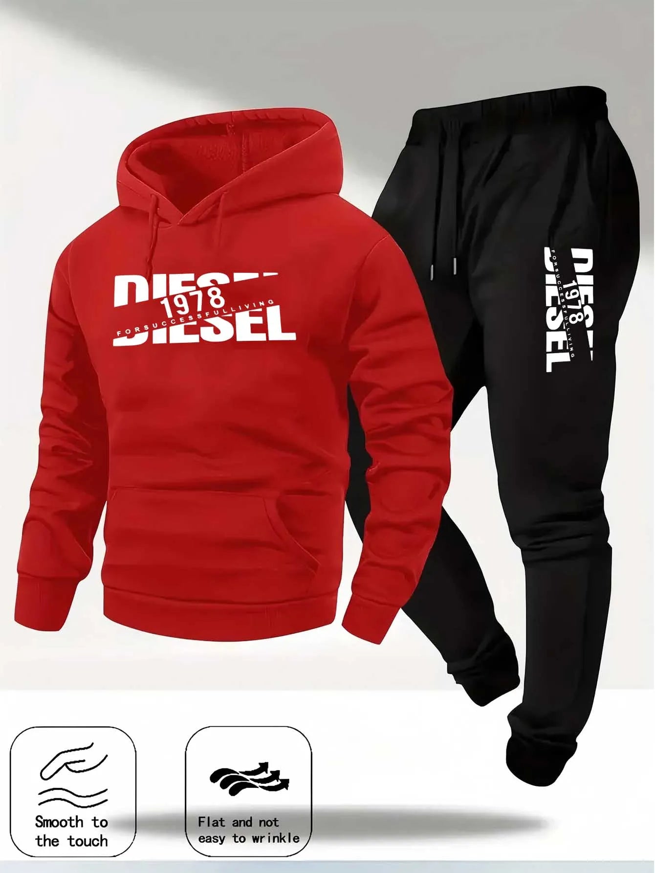 Men's Autumn/Winter Hooded Tracksuit Set – Casual Hoodie & Jogger Pants Two-Piece