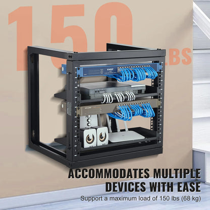 SucceBuy 9U Wall-Mount Server Rack for 19-Inch Equipment