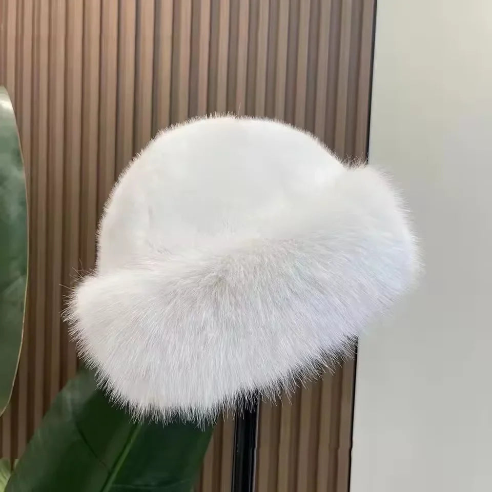Women Winter Fur Hat Cold-Proof Outdoor Thicken Warm Soft Hat for Casual Trips Sports Skiing