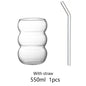 Transparent Glass Tumbler with Straw — 12 fl oz (350 ml) & 18.6 fl oz (550 ml) Cold Coffee, Juice & Cocktail Glass