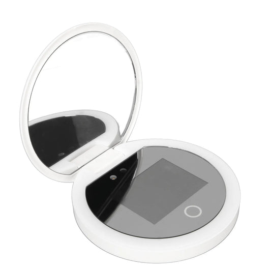 UV Mirror Sunscreen Testing Camera with Light 2X Magnification Travel Makeup 3.5in Pocket Size L