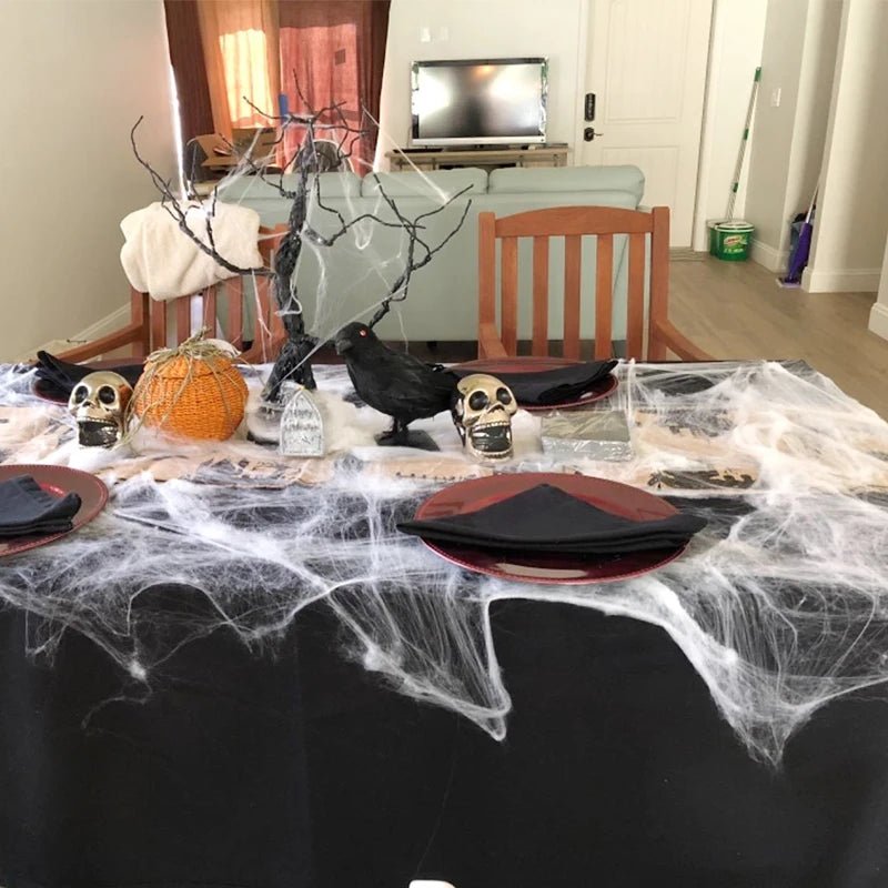 Halloween Artificial Spider Web Stretchy Cobweb Decoration – Cotton Cobweb for Haunted House, Bar & Party Props – 5 Colors, 20g or 40g