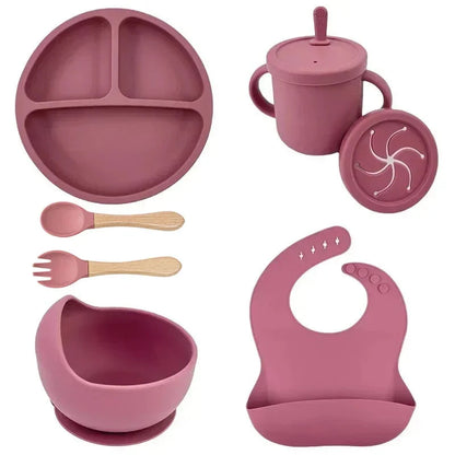 Food Grade Silicone Baby Feeding Dish Set Suction Plate Cup