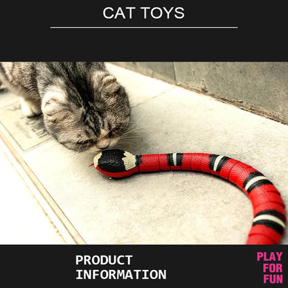 Interactive USB Rechargeable Snake Teaser Smart Sensing Electronic Cat & Small Dog Toy