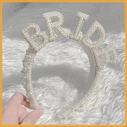 Bride to be Pearl crown Headband Bach Bachelorette hen Party Bridal Shower wedding engagement rehearsal dinner Decoration Gift