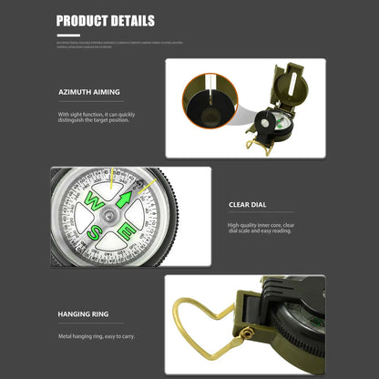 Portable Lensatic Compass – Phosphorescent Handheld Navigation Compass for Hiking, Camping & Survival