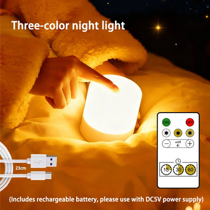 LED Dimmable Night Light Rechargeable and Plug-in Touch RGB Bedside Desk Lamp