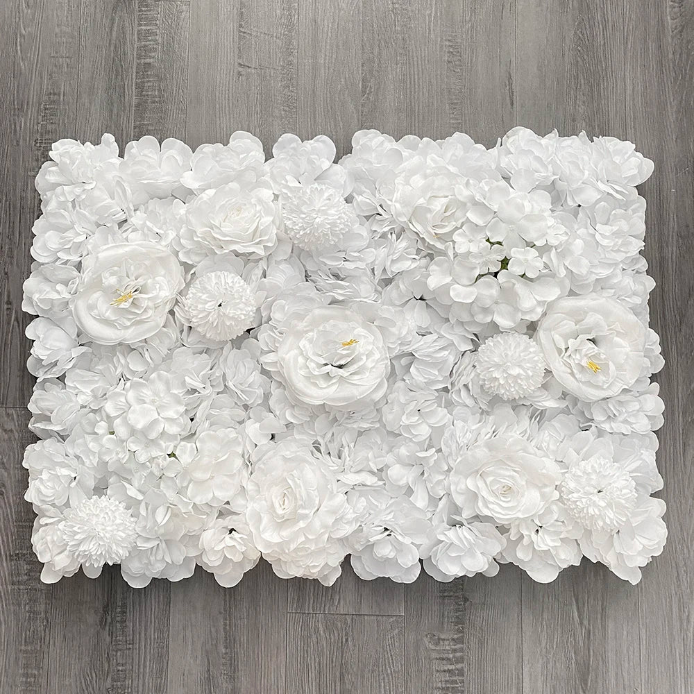MEIHON Silk Rose Flower Wall Panel - 60x40cm Artificial Backdrop, Connectable, 34 Color Options for Wedding, Home & Events