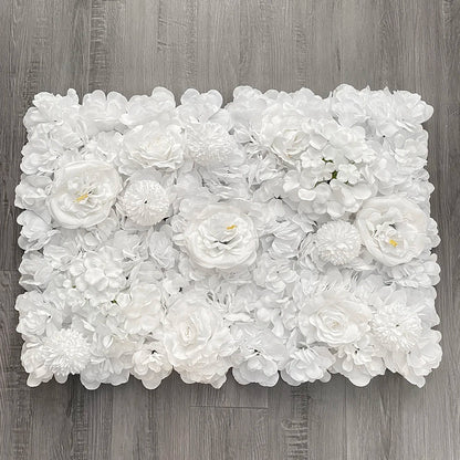 MEIHON Silk Rose Flower Wall Panel - 60x40cm Artificial Backdrop, Connectable, 34 Color Options for Wedding, Home & Events