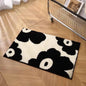 VIKAMA Ins Style Black and White Simple Short Plush Floor Mat Entry Door Wear Dirt-resistant Foot Mat Bathroom Entrance Carpet