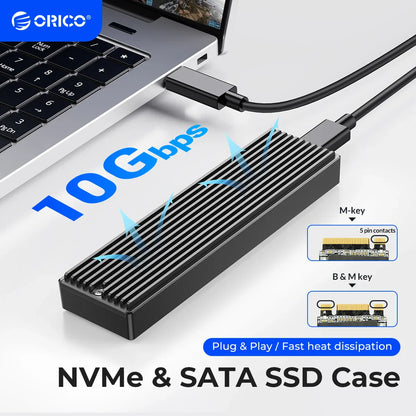M.2 NVMe & SATA SSD Enclosure USB-C 10Gbps/20Gbps — 2230–2280 Supported