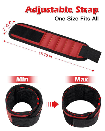 Magnetic Wristband Tool Holder for Screws Nails Drill Bits - Adjustable Magnetic Wrist Tool for Men and Women