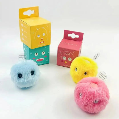 Interactive Chirping Plush Ball Cat Toy – Frog, Bird & Cricket Sounds, 2.17 in (5.5 cm) Rolling Teaser