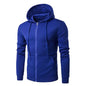 Men's Slim-Fit Zipper Hoodie Jacket – Autumn/Winter Long Sleeve Knit Polyester