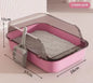 Semi-Enclosed Cat Litter Box Splashproof High-Side Kitten Litter Tray for Indoor Use