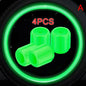 4-Pack Luminous Tire Valve Stem Caps 16×12×12mm (0.63×0.47×0.47 in) Glow-in-the-Dark Rhinestone Wheel Caps for Car Motorcycle Bike