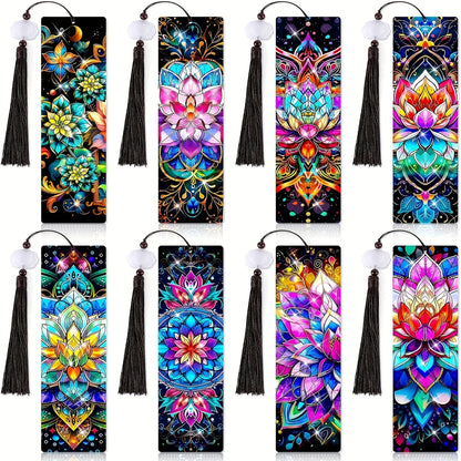 8-Piece Floral Diamond Painting Bookmark Craft Kit