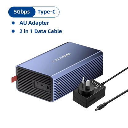 Dual-Bay 3.5/2.5 Inch HDD/SSD Enclosure 48TB RAID External Hard Drive USB-C (SATA, 5Gbps)
