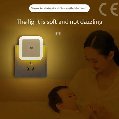Wireless LED Night Light with EU Plug — Light Sensor Tricolor Nightlight for Kids Bedroom