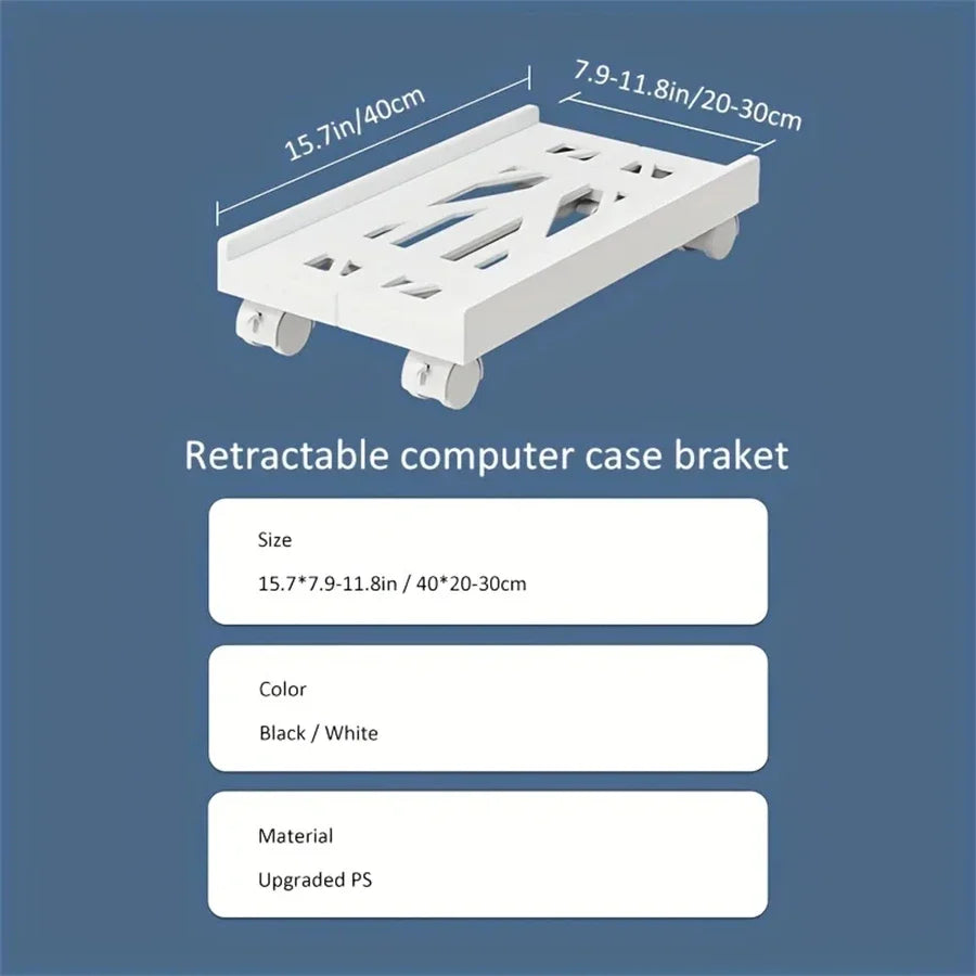Mobile CPU Stand PC Tower Stand Portable Removable Bracket Gaming Desk Accessories Ventilated Computer Tower Stand Adjustable