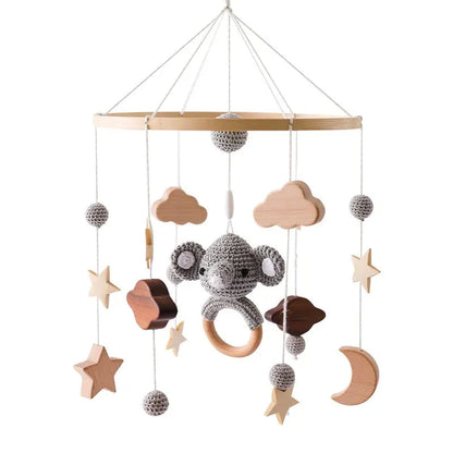 Wooden Baby Crib Mobile with Music Box Bell