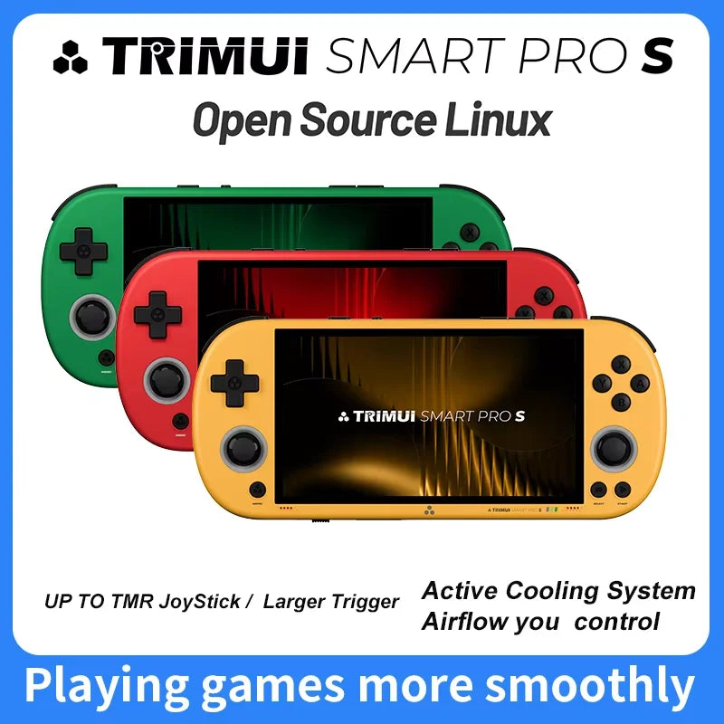 TRIMUI Smart Pro S Handheld Game Console - 4.96" 720p IPS, TMR Hall Joysticks, Active Cooling, 5000mAh, 6 Colors