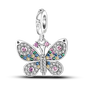 925 Sterling Silver Pink Butterfly & Luminous Firefly Charm – Dangle Bead for Bracelet or Necklace | Elegant DIY Jewelry Gift for Women