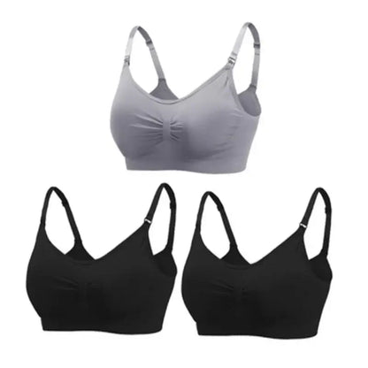 3-Pack Seamless Maternity Nursing Bras – Wireless Breathable Nursing Bra with Removable Pads & Front/Back Closure