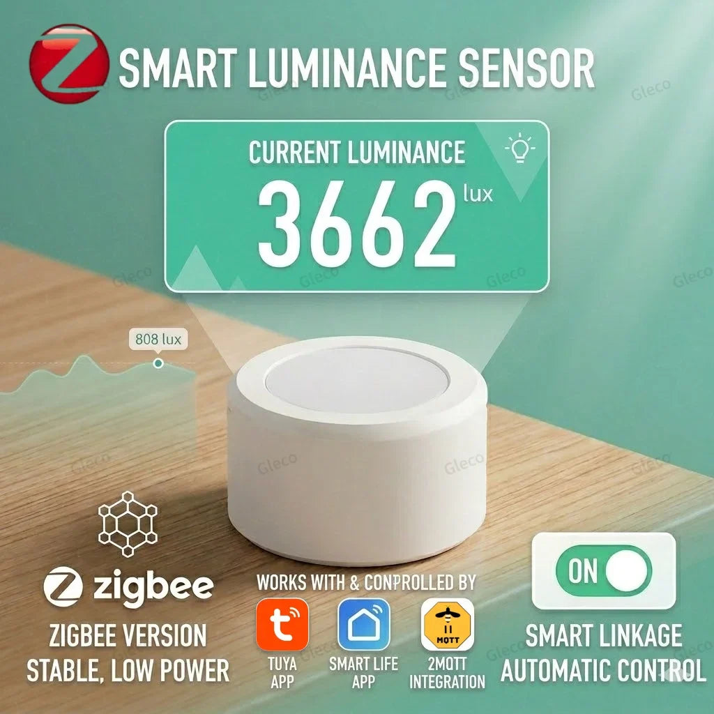 Zigbee Light Sensor Detector Lux Meter Brightness Monitor Support Zigbee2MQTT Smart Life TUYA APP Remote Work With Zigbee Hub