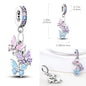 925 Sterling Silver Pink Butterfly & Luminous Firefly Charm – Dangle Bead for Bracelet or Necklace | Elegant DIY Jewelry Gift for Women